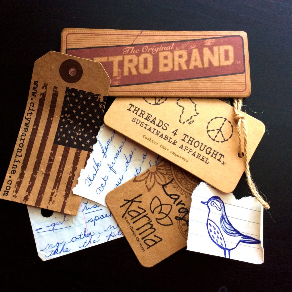 random tags and paper scraps