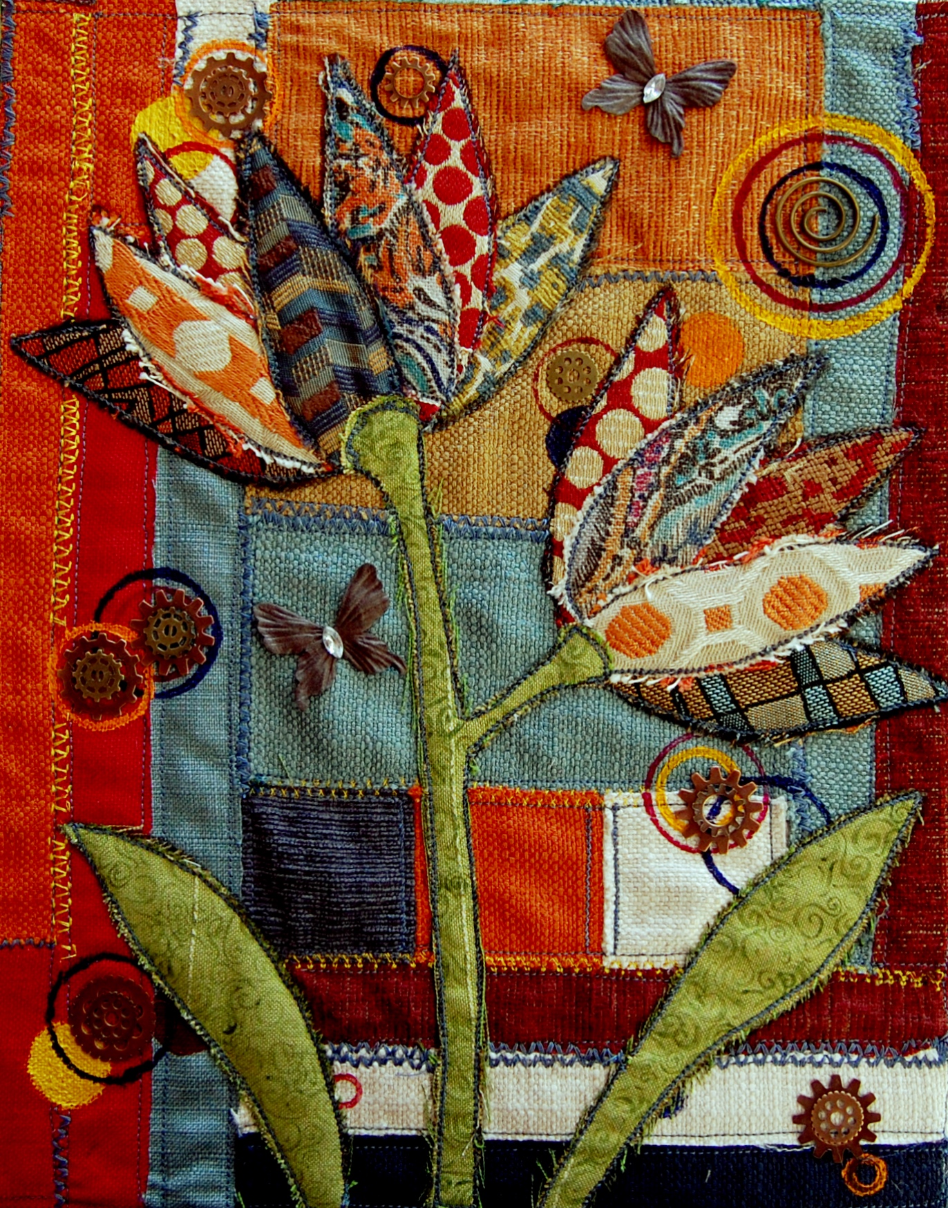 textile art on canvas